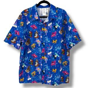 Disney Parks Joey Chou Button Front Camp Shirt Mens Sz Large Mickey Dumbo Pluto